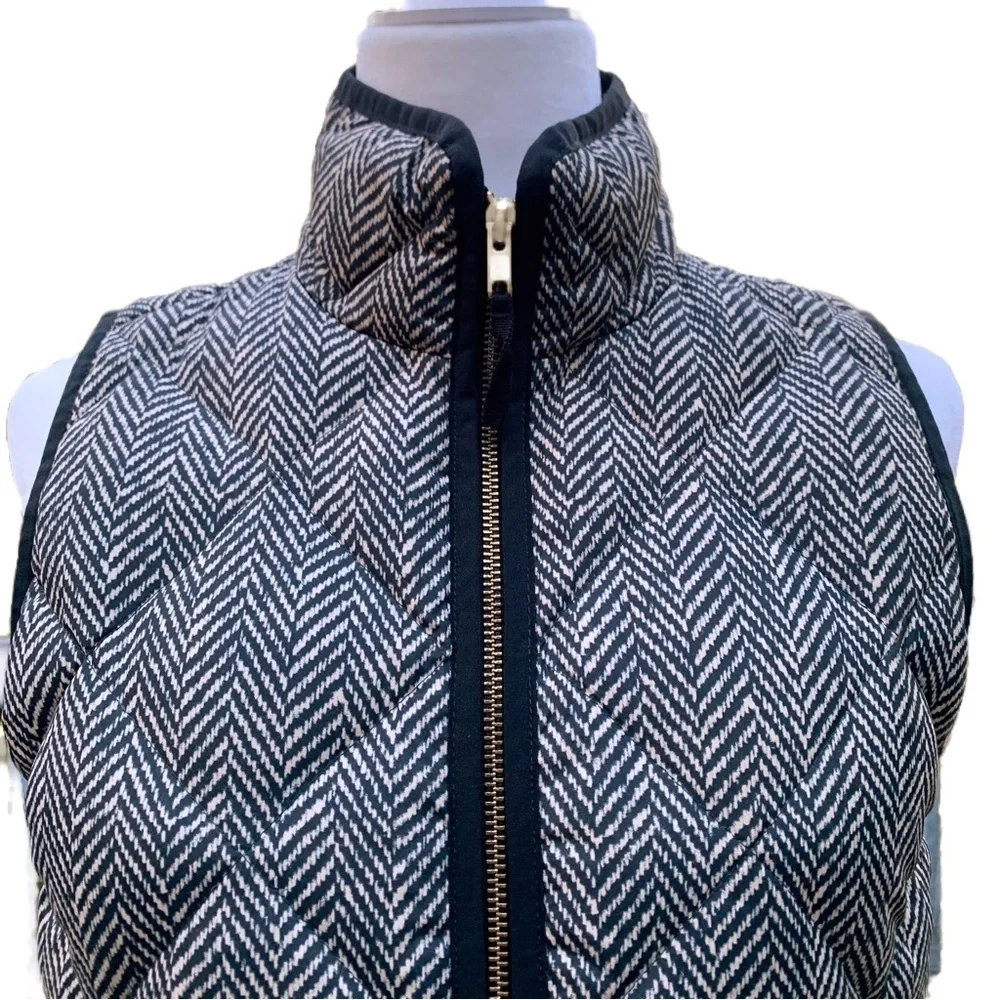 J. Crew Down Puffer Vest XS Black Tan